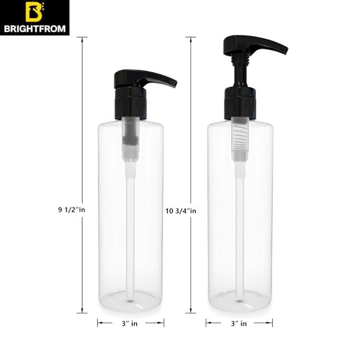 BRIGHTFROM Empty Shampoo Pump Bottle, 32 OZ / 1 Liter, BPA-Free Clear Cylinder Container with Black Pump - Leak Proof for Household & Commercial Use - görsel 6