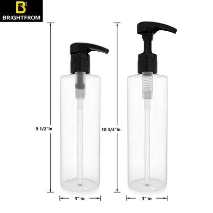 BRIGHTFROM Empty Shampoo Pump Bottle, 32 OZ / 1 Liter, BPA-Free Clear Cylinder Container with Black Pump - Leak Proof for Household & Commercial Use