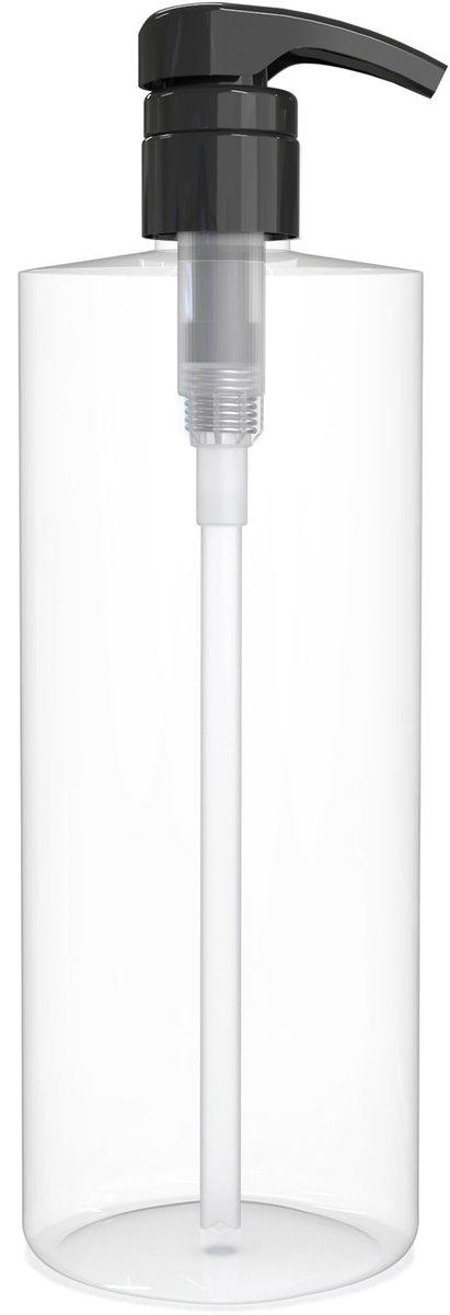 BRIGHTFROM Empty Shampoo Pump Bottle, 32 OZ / 1 Liter, BPA-Free Clear Cylinder Container with Black Pump - Leak Proof for Household & Commercial Use - görsel 1
