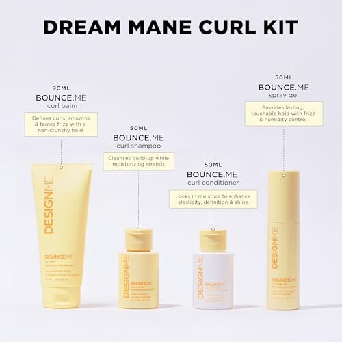 DESIGNME BOUNCE.ME Curl Kit: Curl Cream, Shampoo & Conditioner, Curl Gel – Holiday Gift Set for Defined, Hydrated Curls & Coils Avelisse