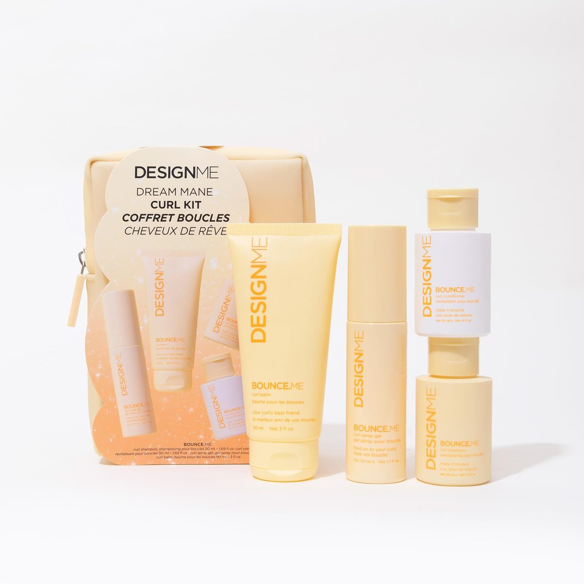 DESIGNME BOUNCE.ME Curl Kit: Curl Cream, Shampoo & Conditioner, Curl Gel – Holiday Gift Set for Defined, Hydrated Curls & Coils Avelisse