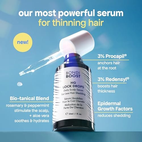 BondiBoost HG Lock Drops Daily Hair Serum for Women – Non-Greasy Hair Thinning Treatment, Stimulates Scalp for Thicker Fuller Hair – Vegan, Color-Safe Lightweight Serum for All Hair Types Avelisse