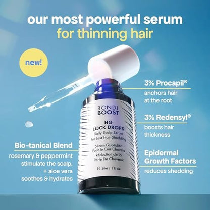 BondiBoost HG Lock Drops Daily Hair Serum for Women – Non-Greasy Hair Thinning Treatment, Stimulates Scalp for Thicker Fuller Hair – Vegan, Color-Safe Lightweight Serum for All Hair Types Avelisse