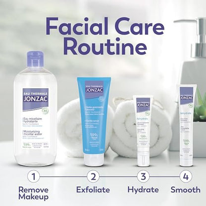 Eau Thermale Jonzac Organic Gentle Face Scrub with Perlite Beads – Smooth Radiant Complexion – Sensitive Skin Approved – Dermatologically Tested – Vegan Formula – 2.54 Fl Oz