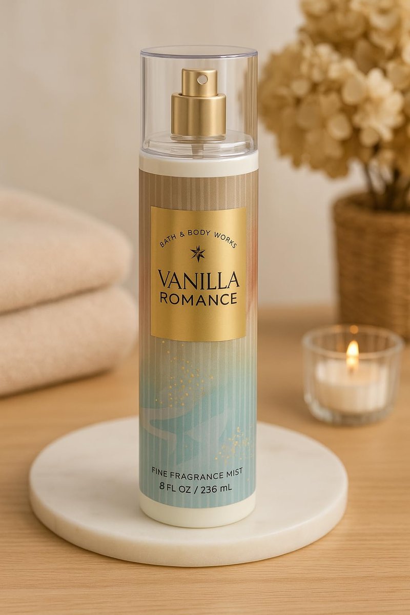 Bath & Body Works Vanilla Romance Fine Fragrance Mist 8 fl oz – Sweet Vanilla, Jasmine Petals & Amber Blend – Body Spray for Daily Refresh or Layering Avelisse