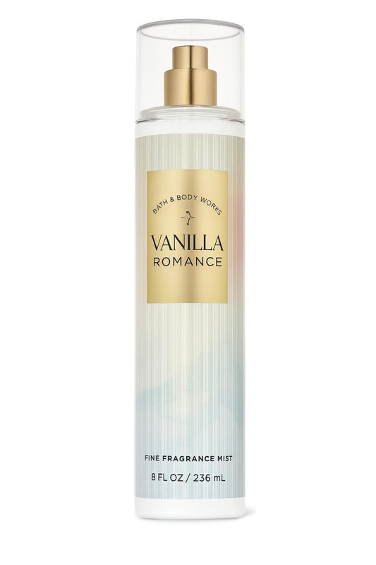 Bath & Body Works Vanilla Romance Fine Fragrance Mist 8 fl oz – Sweet Vanilla, Jasmine Petals & Amber Blend – Body Spray for Daily Refresh or Layering Avelisse