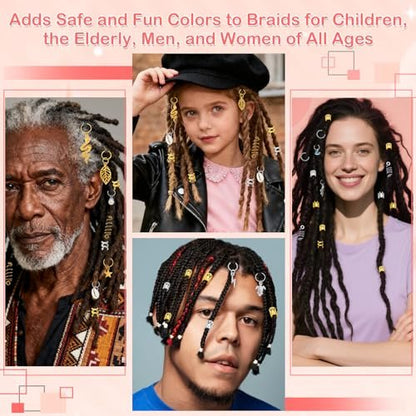 324 Pcs Gold and Silver Hair Jewelry for Braids, Dreadlock Accessories for Women Men - Metal Hair Cuffs, Rings, Clips, Charms, Beads for Braids, Locs - Perfect for Parties, Festivals, Weddings, Daily Styling