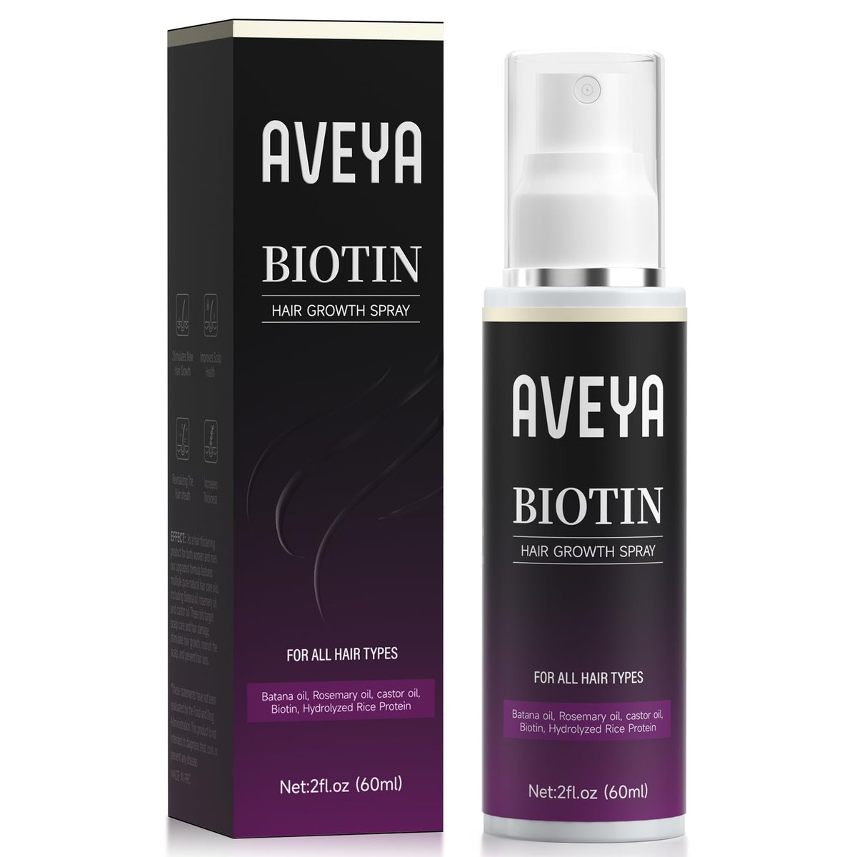 AVEYA Hair Growth Serum for Women & Men – Rosemary Oil, Batana Oil & Biotin – Strengthens, Thickens & Accelerates Hair Care – Non-Greasy – Helps Prevent Hair Thinning & Hair Loss – 60 ml Avelisse