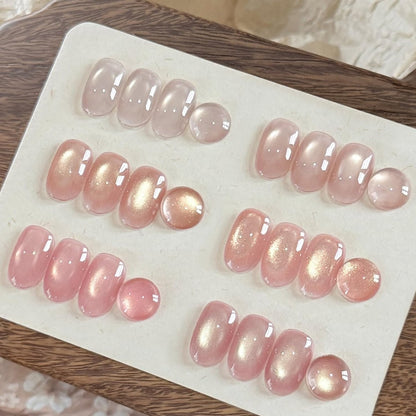 GAOY Soft Pink Cat Eye Gel Nail Polish Set - 6 Jelly Nude Holographic Translucent Colors with Magnet, Soak Off UV Light Cure, Moonlight Ballet Collection Avelisse
