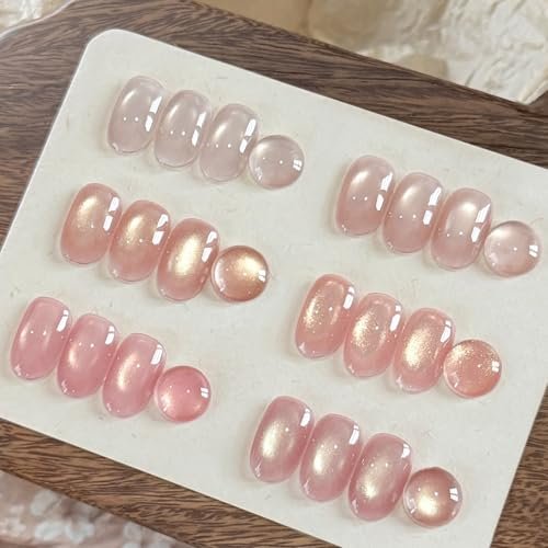 GAOY Soft Pink Cat Eye Gel Nail Polish Set - 6 Jelly Nude Holographic Translucent Colors with Magnet, Soak Off UV Light Cure, Moonlight Ballet Collection Avelisse