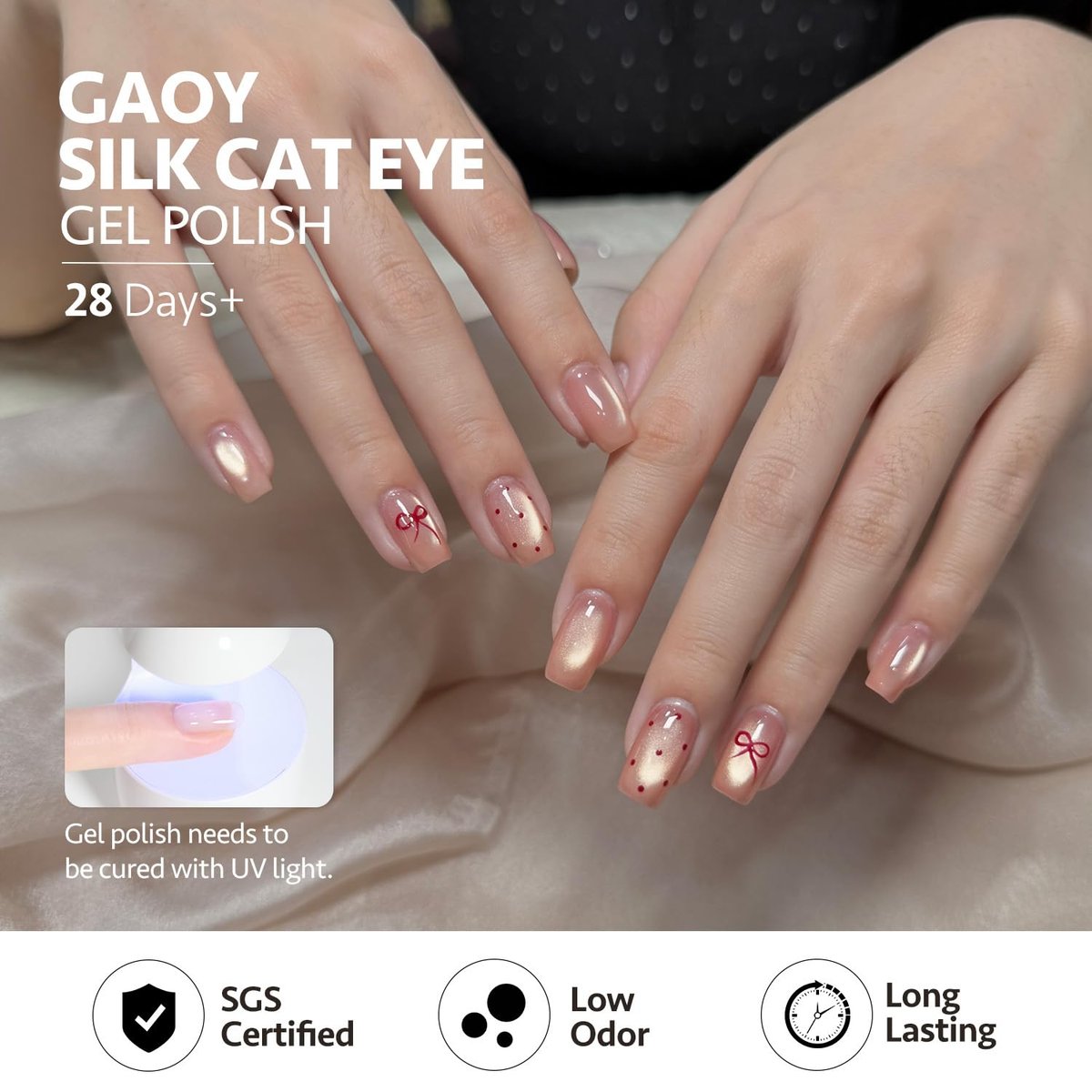 GAOY Soft Pink Cat Eye Gel Nail Polish Set - 6 Jelly Nude Holographic Translucent Colors with Magnet, Soak Off UV Light Cure, Moonlight Ballet Collection Avelisse