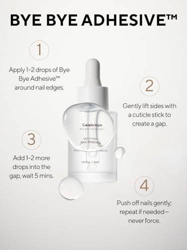 Celebritips Bye Bye Adhesive™ Press-On Nail Remover – Odorless, Non-Toxic, Gentle Formula (30ml) Avelisse