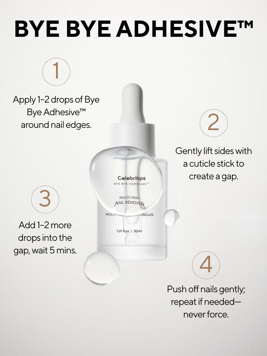 Celebritips Bye Bye Adhesive™ Press-On Nail Remover – Odorless, Non-Toxic, Gentle Formula (30ml) Avelisse