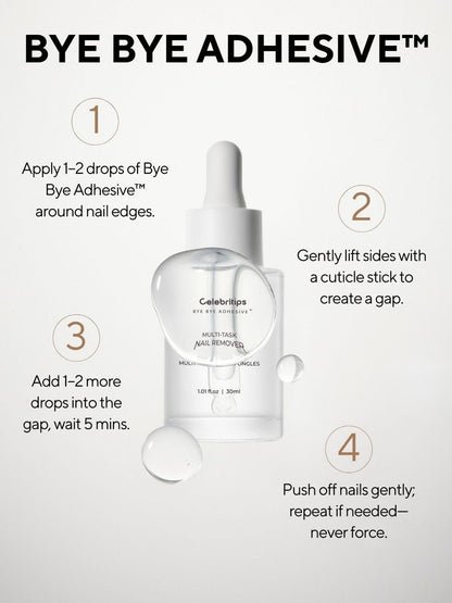 Celebritips Bye Bye Adhesive™ Press-On Nail Remover – Odorless, Non-Toxic, Gentle Formula (30ml) Avelisse