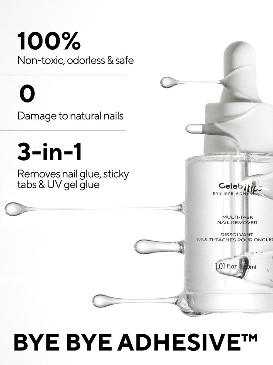 Celebritips Bye Bye Adhesive™ Press-On Nail Remover – Odorless, Non-Toxic, Gentle Formula (30ml) Avelisse
