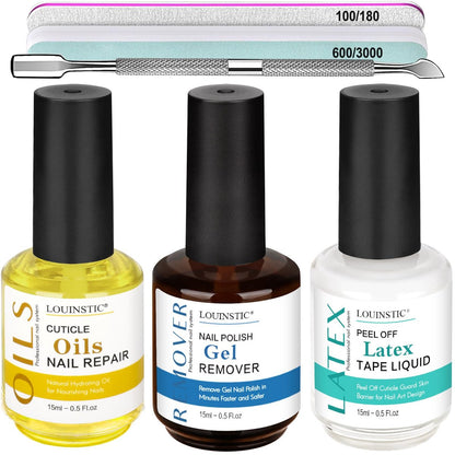 LOUINSTIC 3-in-1 Gel Nail Remover Kit – Acetone-Free, Low Odor, Removes Gel in 2-5 Minutes, No Foil Needed Avelisse