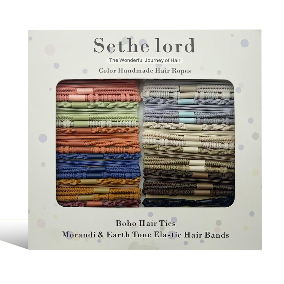 48 Pcs Boho Hair Ties - Morandi & Earth Tone Elastic Hair Bands, No Crease Durable Hair Accessories for Women Girls, Multi-Color Handmade Hair Ropes with Kraft Paper Hanging Card - görsel 1