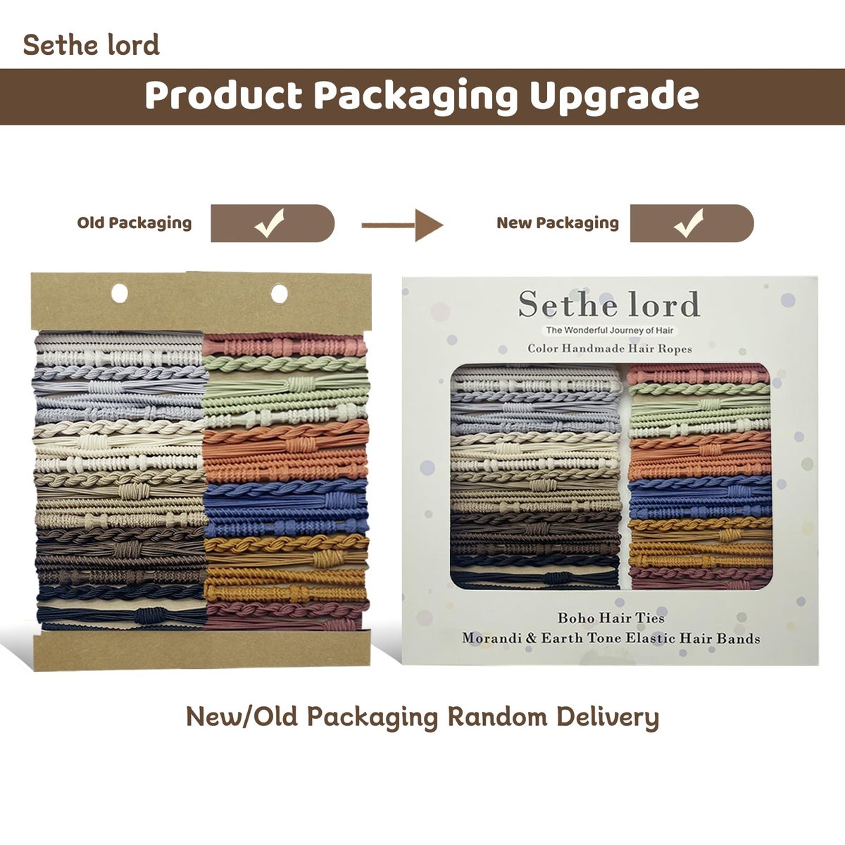 48 Pcs Boho Hair Ties - Morandi & Earth Tone Elastic Hair Bands, No Crease Durable Hair Accessories for Women Girls, Multi-Color Handmade Hair Ropes with Kraft Paper Hanging Card - görsel 3