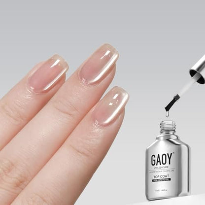 GAOY Crystal Top Coat for Cat Eye Gel - Enhance Cat Eye Effect, High Gloss Long Lasting UV Nail Art, 16ml