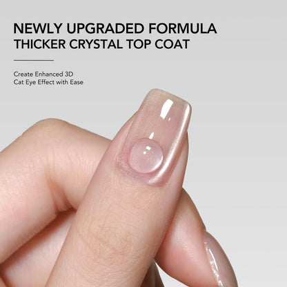 GAOY Crystal Top Coat for Cat Eye Gel - Enhance Cat Eye Effect, High Gloss Long Lasting UV Nail Art, 16ml