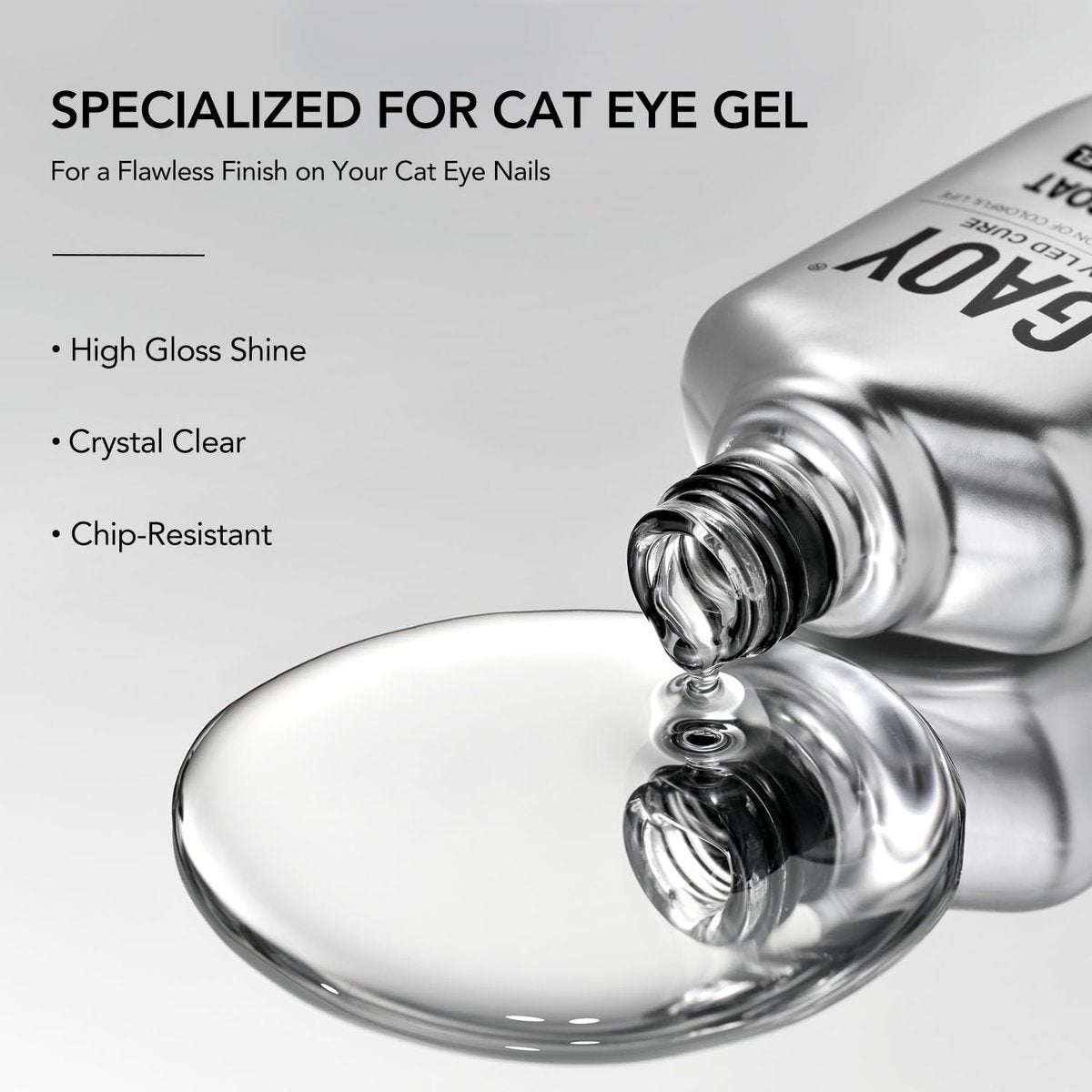 GAOY Crystal Top Coat for Cat Eye Gel - Enhance Cat Eye Effect, High Gloss Long Lasting UV Nail Art, 16ml - görsel 3