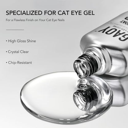 GAOY Crystal Top Coat for Cat Eye Gel - Enhance Cat Eye Effect, High Gloss Long Lasting UV Nail Art, 16ml