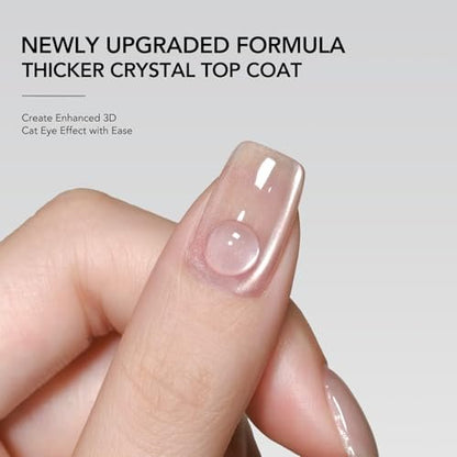 GAOY Crystal Top Coat for Cat Eye Gel - Enhance Cat Eye Effect, High Gloss Long Lasting UV Nail Art, 16ml