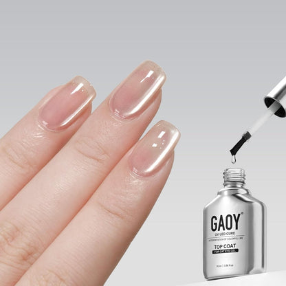 GAOY Crystal Top Coat for Cat Eye Gel - Enhance Cat Eye Effect, High Gloss Long Lasting UV Nail Art, 16ml
