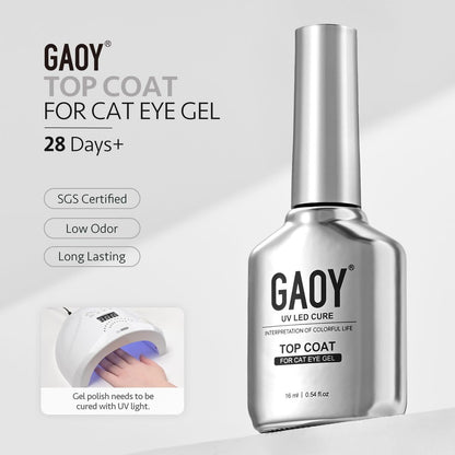 GAOY Crystal Top Coat for Cat Eye Gel - Enhance Cat Eye Effect, High Gloss Long Lasting UV Nail Art, 16ml