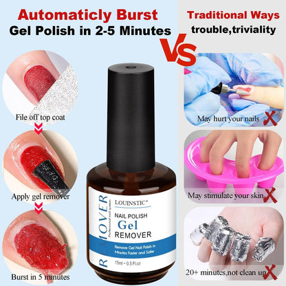 LOUINSTIC Gel Polish Remover – 2 Pack (30ml), Fast 2–5 Min Gel Removal, Acetone-Free & Gentle, No Soak or Foil Needed, Ideal for At-Home DIY Manicures Avelisse