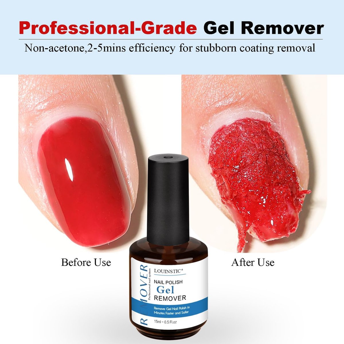 LOUINSTIC Gel Polish Remover – 2 Pack (30ml), Fast 2–5 Min Gel Removal, Acetone-Free & Gentle, No Soak or Foil Needed, Ideal for At-Home DIY Manicures Avelisse