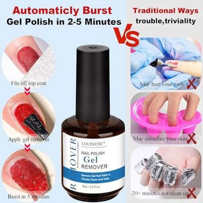 LOUINSTIC Gel Polish Remover – 2 Pack (30ml), Fast 2–5 Min Gel Removal, Acetone-Free & Gentle, No Soak or Foil Needed, Ideal for At-Home DIY Manicures Avelisse