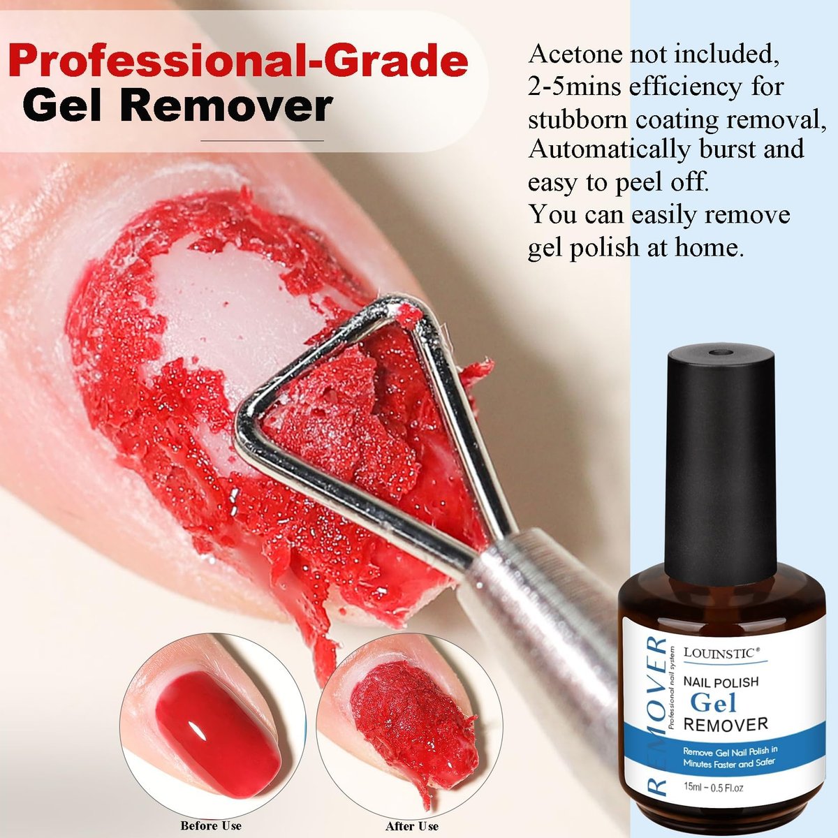 LOUINSTIC Gel Polish Remover – 2 Pack (30ml), Fast 2–5 Min Gel Removal, Acetone-Free & Gentle, No Soak or Foil Needed, Ideal for At-Home DIY Manicures Avelisse