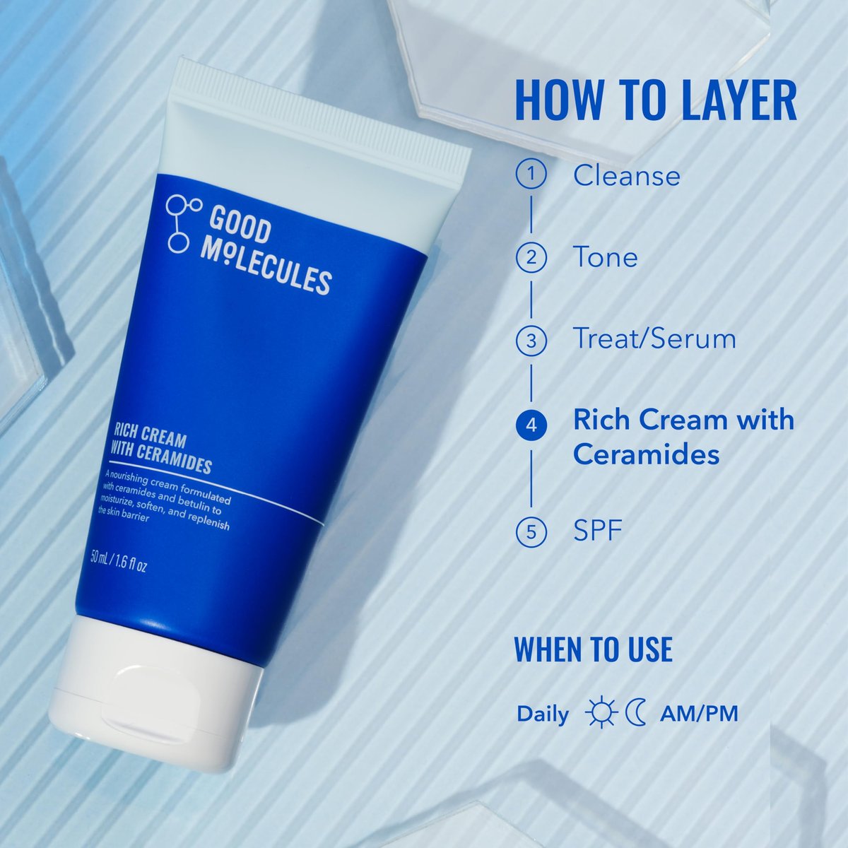 Good Molecules Rich Cream with Ceramides 50 ml / 1.6 oz – Daily Facial Moisturizer for Dry Skin, Redness – Face Lotion with Betulin Soothe, Plump, Hydrate, Moisturize – Anti-aging Skin Care - görsel 11
