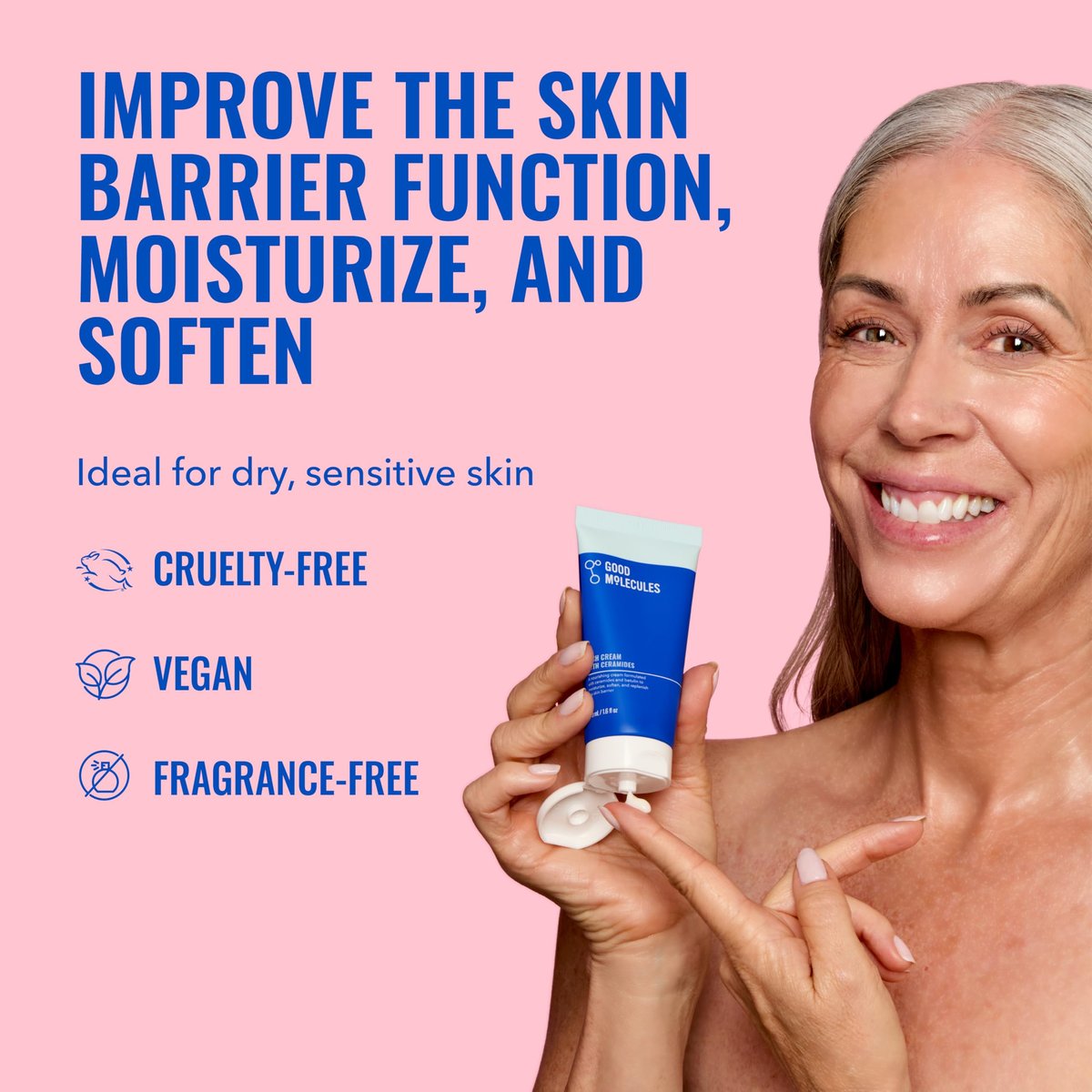 Good Molecules Rich Cream with Ceramides 50 ml / 1.6 oz – Daily Facial Moisturizer for Dry Skin, Redness – Face Lotion with Betulin Soothe, Plump, Hydrate, Moisturize – Anti-aging Skin Care - görsel 3