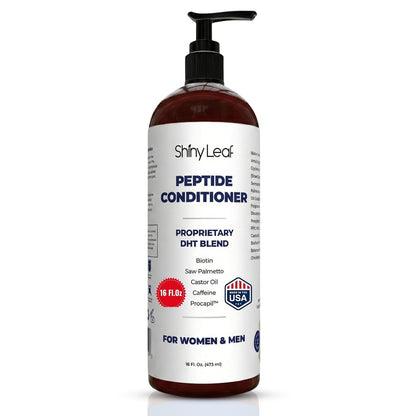 Shiny Leaf Peptide Conditioner for Hair Thinning - DHT Blocker with Biotin, Caffeine & Saw Palmetto - Sulfate Free Thickening Formula for Women & Men, Color Safe for All Hair Types, 16 fl oz Avelisse