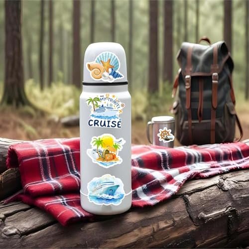 100 PCS Cruise Travel Stickers - Nautical Vacation Vinyl Stickers for Luggage, Laptop, Water Bottle, Journal, Scrapbook - görsel 9