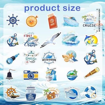100 PCS Cruise Travel Stickers - Nautical Vacation Vinyl Stickers for Luggage, Laptop, Water Bottle, Journal, Scrapbook