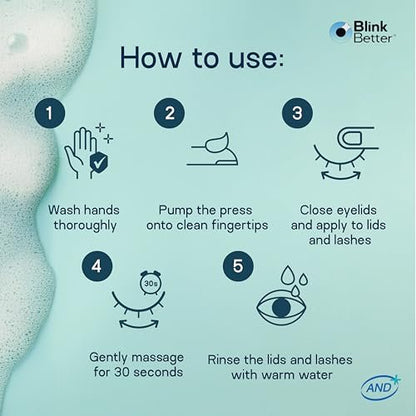 BlinkBetter BetterLids Foaming Eyelid Cleanser – Gentle Daily Foam for Eyelids & Lashes – Soothing Tea Tree Oil Formula with Ectoin & Centella, Non-Stinging, Preservative-Free, 2 fl oz Avelisse