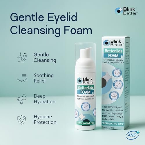 BlinkBetter BetterLids Foaming Eyelid Cleanser – Gentle Daily Foam for Eyelids & Lashes – Soothing Tea Tree Oil Formula with Ectoin & Centella, Non-Stinging, Preservative-Free, 2 fl oz Avelisse