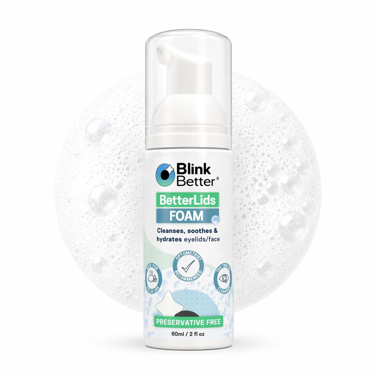 BlinkBetter BetterLids Foaming Eyelid Cleanser – Gentle Daily Foam for Eyelids & Lashes – Soothing Tea Tree Oil Formula with Ectoin & Centella, Non-Stinging, Preservative-Free, 2 fl oz Avelisse