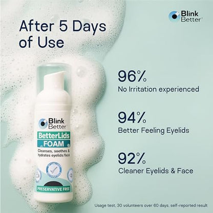 BlinkBetter BetterLids Foaming Eyelid Cleanser – Gentle Daily Foam for Eyelids & Lashes – Soothing Tea Tree Oil Formula with Ectoin & Centella, Non-Stinging, Preservative-Free, 2 fl oz Avelisse
