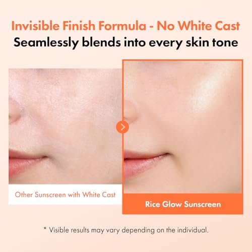 TOSOWOONG Rice Glow Sunscreen SPF50+ PA++++ - Korean Sunscreen for Face, Dewy Finish No White Cast, Glass Skin Hydrating SPF Moisturizer with Rice Water & Hyaluronic Acid, 50ml - görsel 4