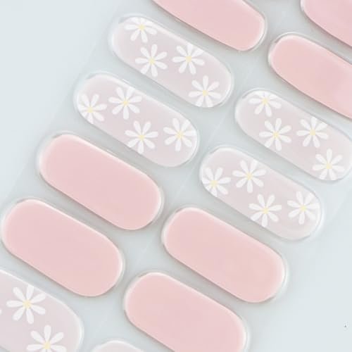JMEOWIO Gel Nail Stickers - Flower Pink Semi Cured Gel Nail Strips Wraps UV/LED Nails Art Design Decoration Accessories - görsel 8
