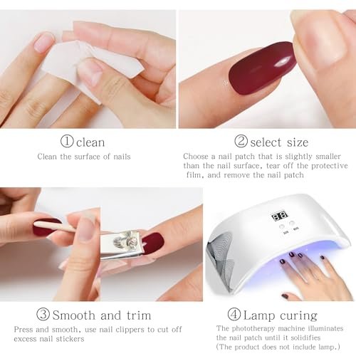 JMEOWIO Gel Nail Stickers - Flower Pink Semi Cured Gel Nail Strips Wraps UV/LED Nails Art Design Decoration Accessories - görsel 14