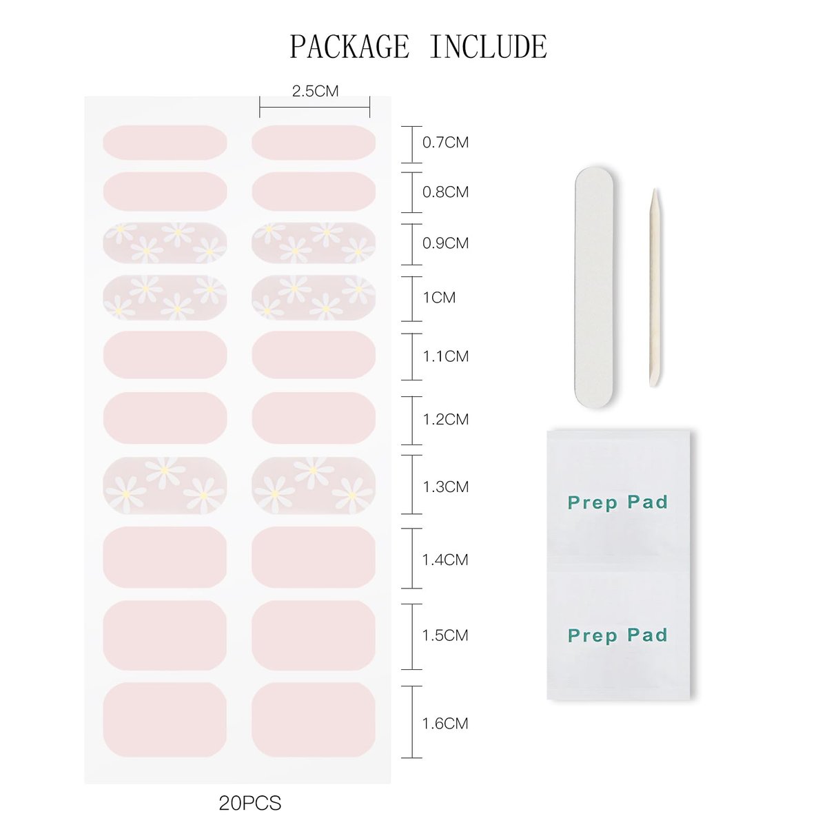 JMEOWIO Gel Nail Stickers - Flower Pink Semi Cured Gel Nail Strips Wraps UV/LED Nails Art Design Decoration Accessories - görsel 9