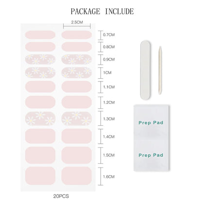 JMEOWIO Gel Nail Stickers - Flower Pink Semi Cured Gel Nail Strips Wraps UV/LED Nails Art Design Decoration Accessories
