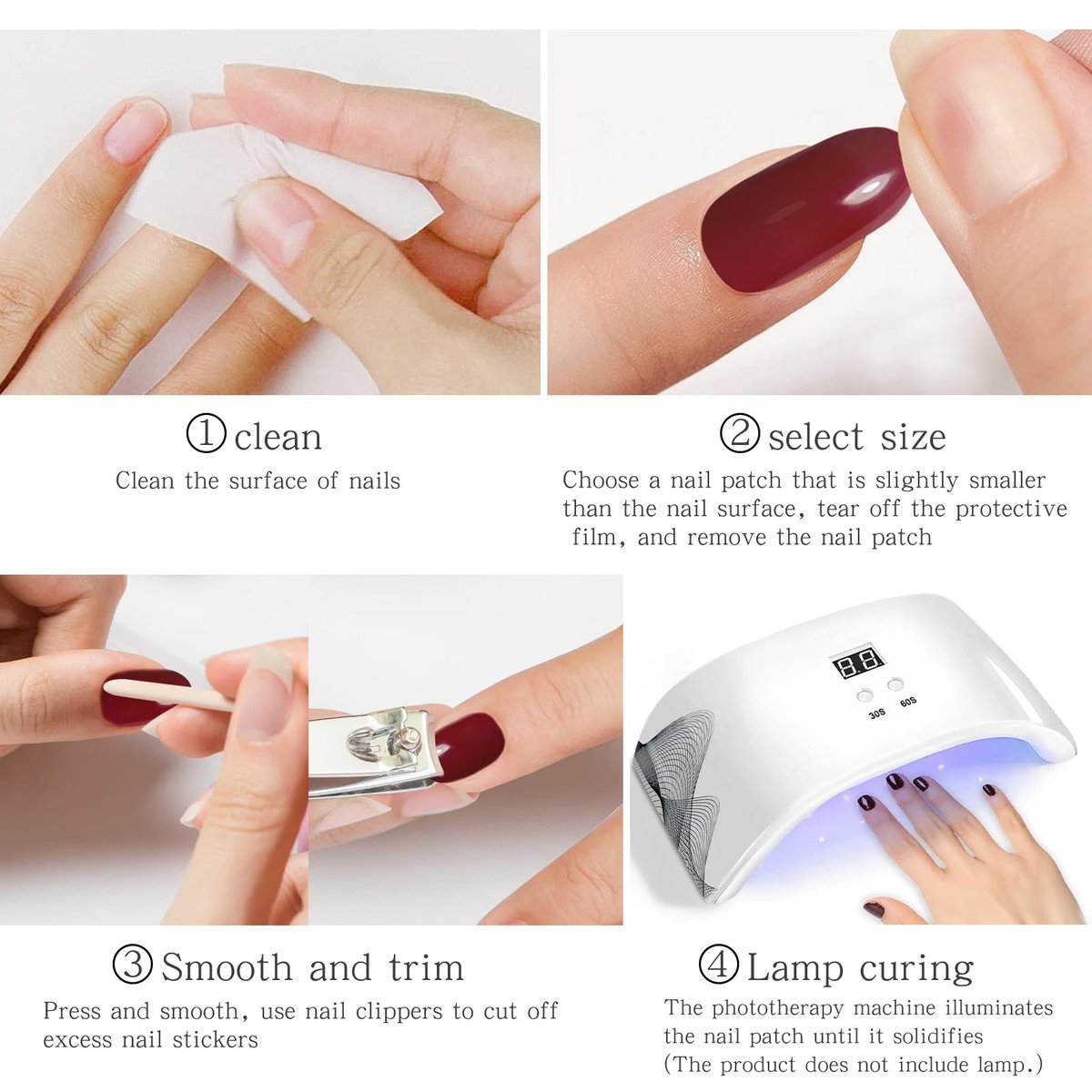 JMEOWIO Gel Nail Stickers - Flower Pink Semi Cured Gel Nail Strips Wraps UV/LED Nails Art Design Decoration Accessories - görsel 13