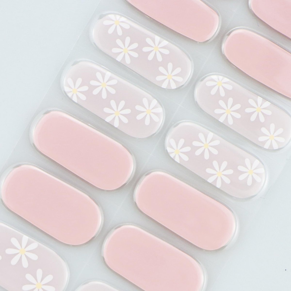 JMEOWIO Gel Nail Stickers - Flower Pink Semi Cured Gel Nail Strips Wraps UV/LED Nails Art Design Decoration Accessories - görsel 7