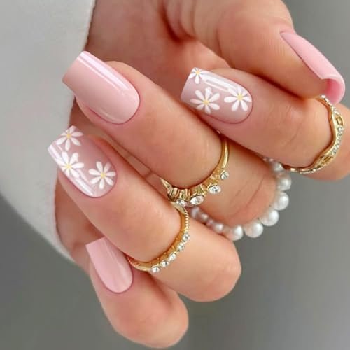JMEOWIO Gel Nail Stickers - Flower Pink Semi Cured Gel Nail Strips Wraps UV/LED Nails Art Design Decoration Accessories - görsel 2